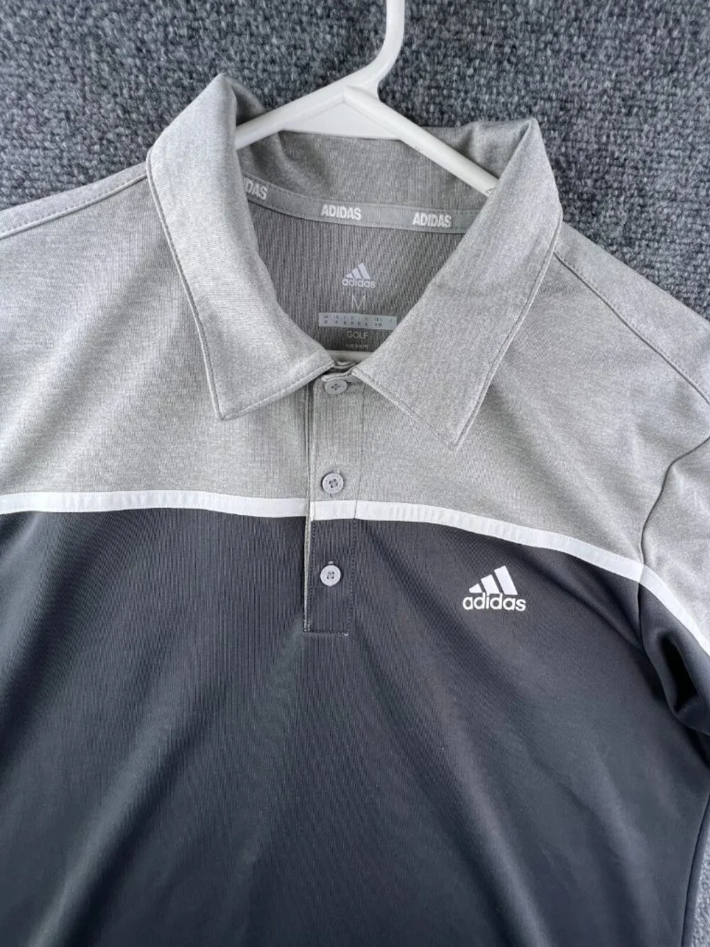 Adidas Golf Polo Short Sleeve Shirt Mens Size Medium Gray Adult Tennis Sports